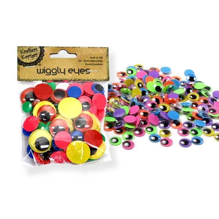100-Piece Pack Of Neon Wiggly Eyes For Kids' Crafts And Diy Projects 1