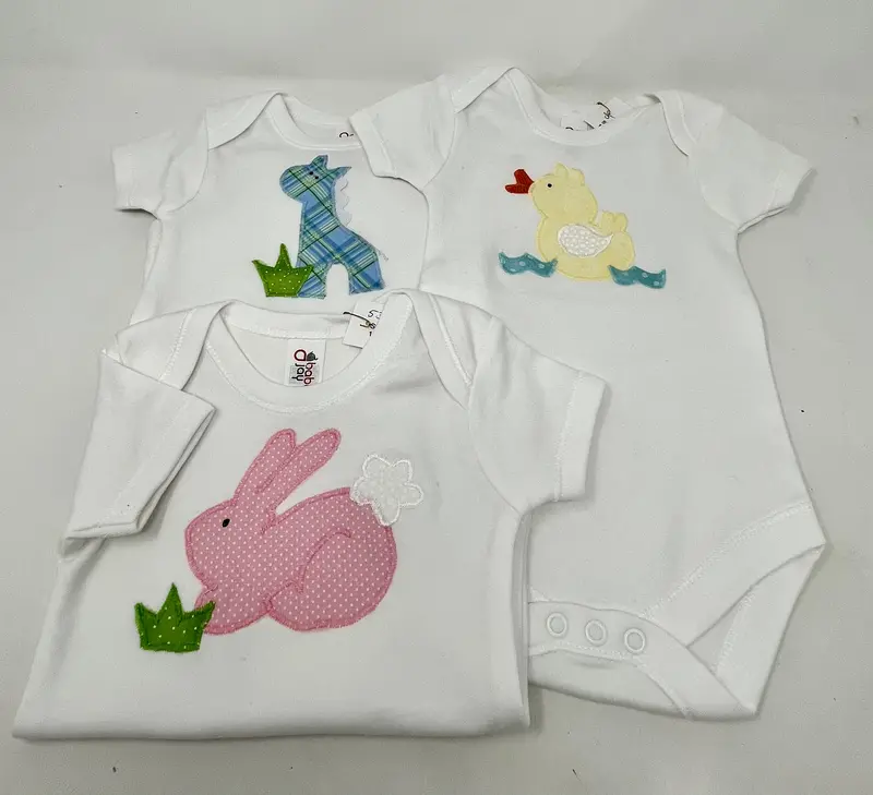 12-Month Animal-Appliqué Short-Sleeve Onesie 1