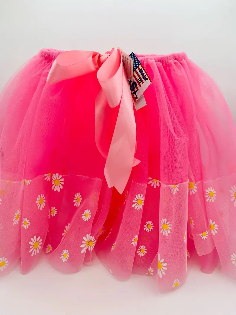 13-Inch Pink Tutu With Daisy Trim 1