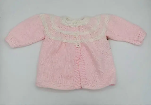 3–6 Month Pink White Acrylic Knit Cardigan – Baby Layering Top 1