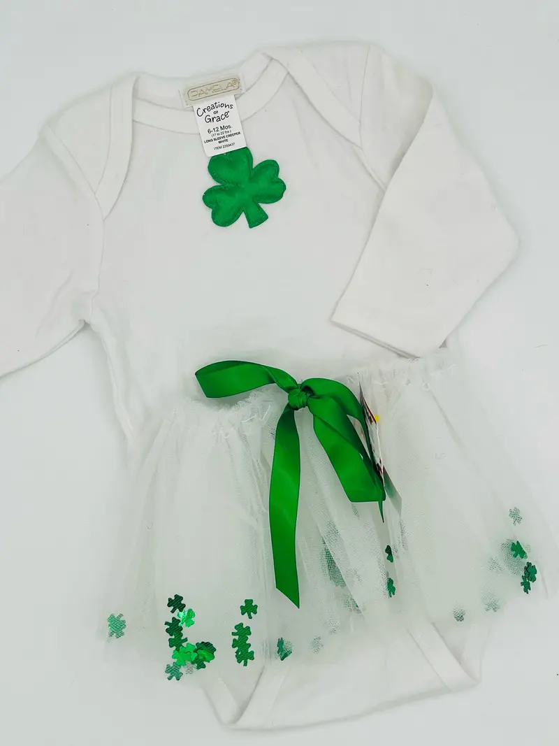 6-Inch Shamrock Tutu Set – Includes Coordinating Onesie, Holiday Outfit 1