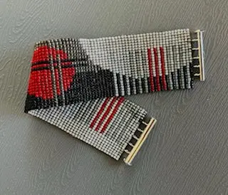 Abstract Red Grey Black Bracelet – Modern Geometric Jewelry 1