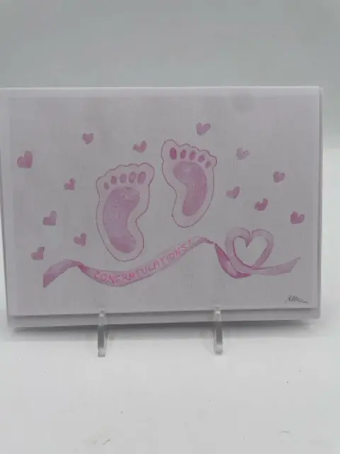 Adorable Pink Baby Feet Announce-Your-Birth Card 1