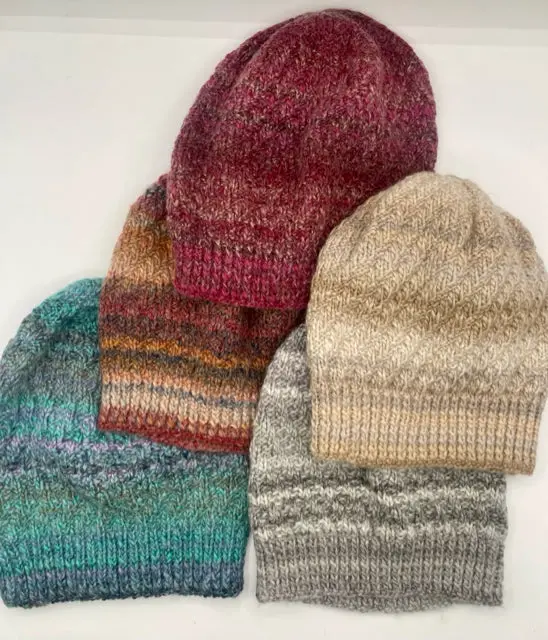 Adult Medium/Large Diagonal-Texture Wool-Blend Knit Beanie 1
