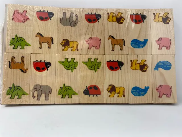 Animal-Themed Wooden Domino Set 1