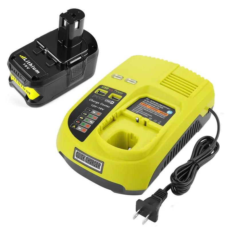 Antrobut P108 5.0Ah Replacement Battery + Charger For Ryobi One+ 18V Tools (P102–P118, Bcl1418, 260051002, Etc.) 1