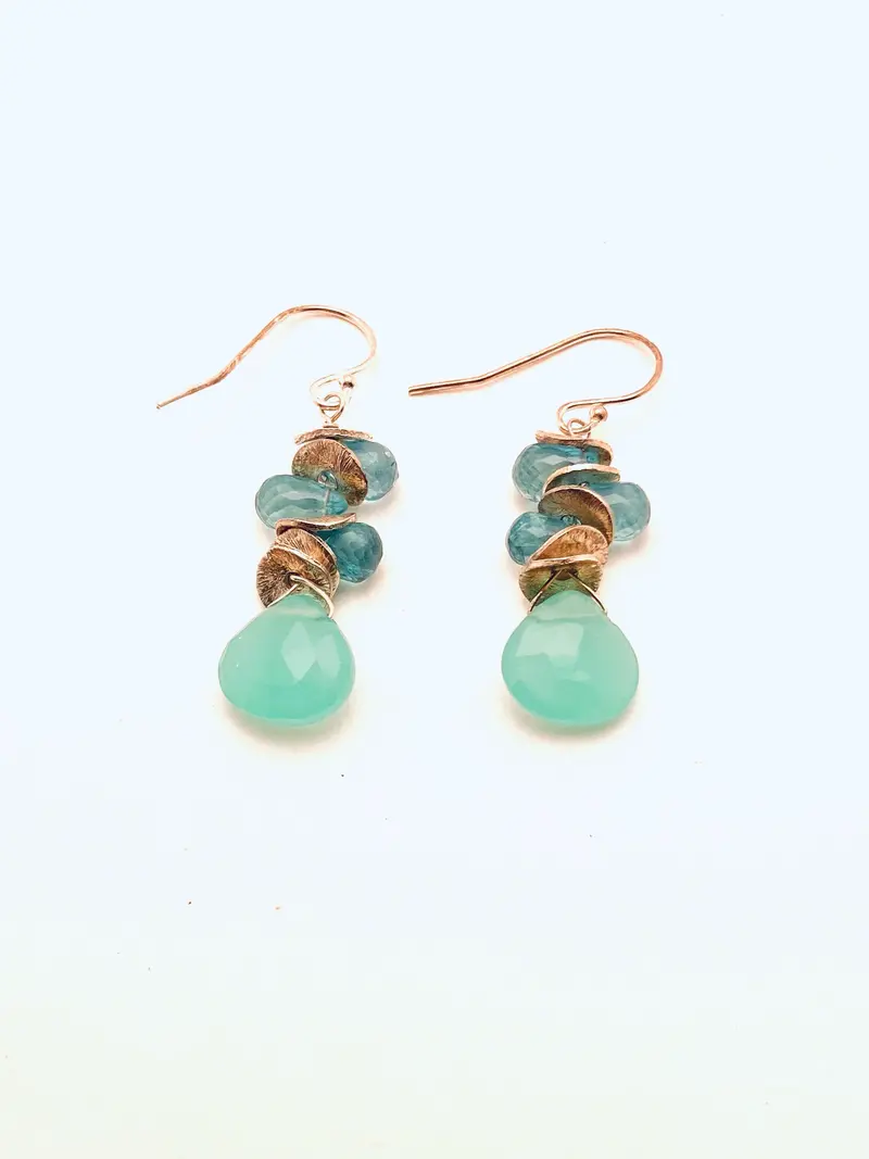 Aqua Chalcedony, Aqua Apatite, And Gold Vermeil Drop Earrings 1