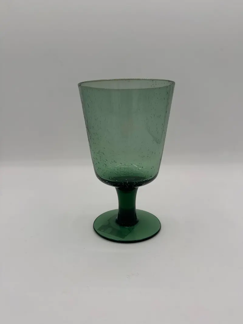 Artisan Jade Green Handblown Wine Glass 1