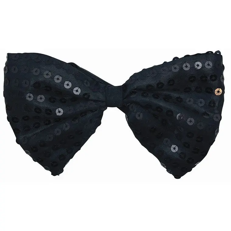 Black Bow Tie With Sequin Accents For Formal Fun 1