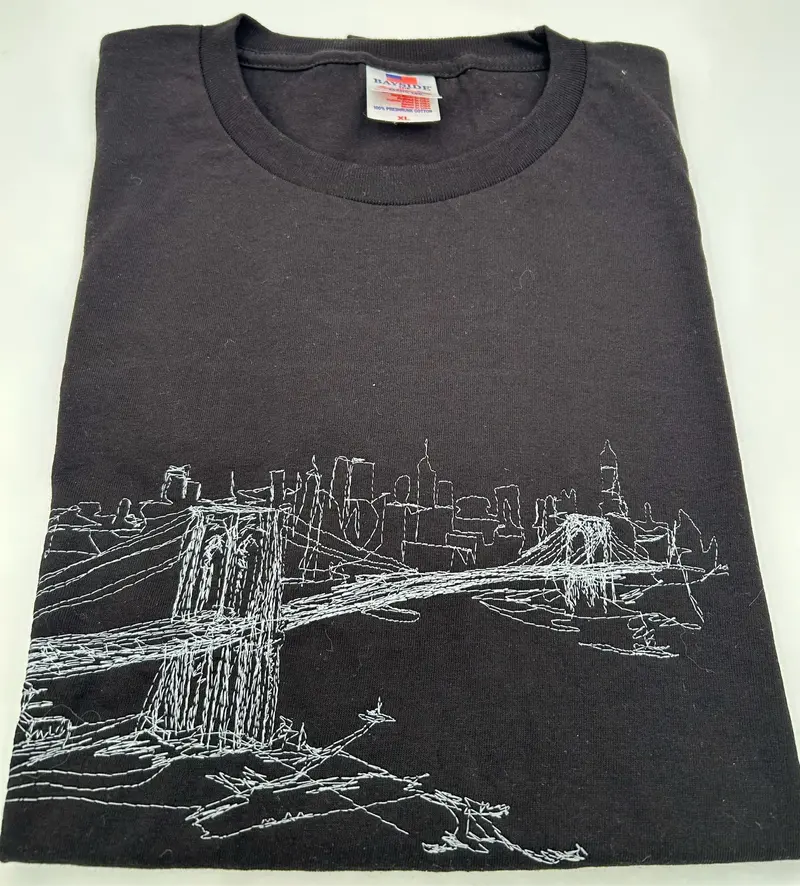 Black Brooklyn Bridge Embroidered T-Shirt – Size Large 1
