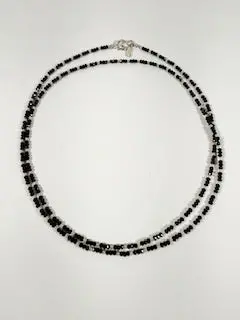 Black Spinel Gemstone Necklace In Hill Tribe Silver Setting 1