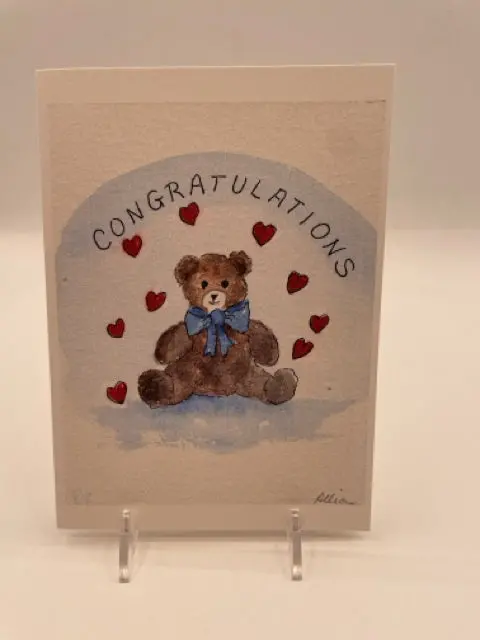 Blue Bear New Baby Card – Soothing Masculine Nursery-Inspired Design 1