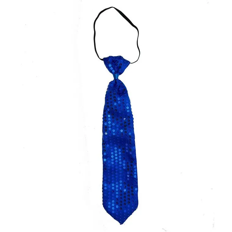 Blue Sequined Necktie For Vibrant Party Outfits 1