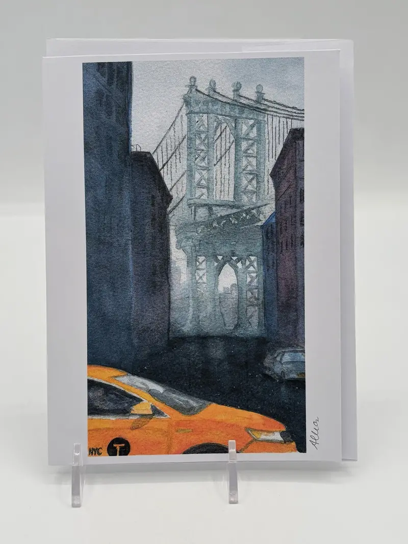 Bridge & Cab Greeting Card – Urban-Inspired Illustrated Design 1