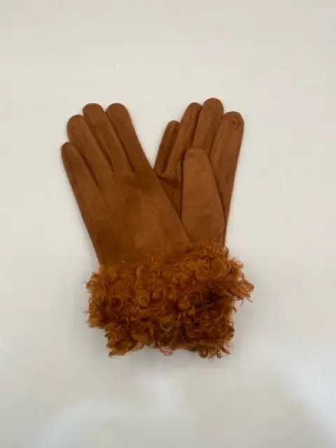 Bronze-Toned Curly Cuff Fashion Gloves 1