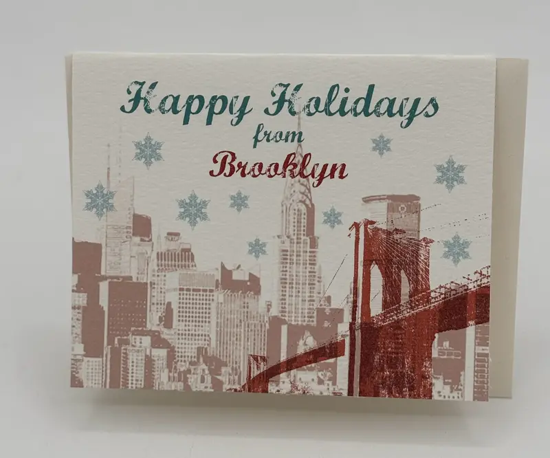 Brooklyn Holiday Greeting Card – Red Bridge Design 1