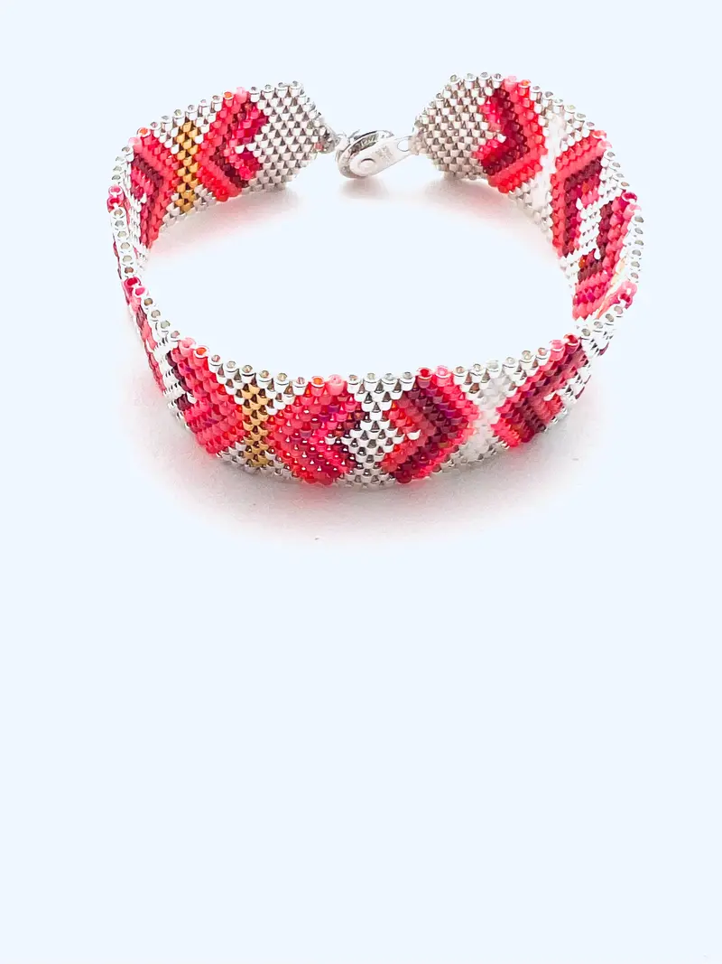 Butterfly Charm Bracelet In Silver With Red Accents 1