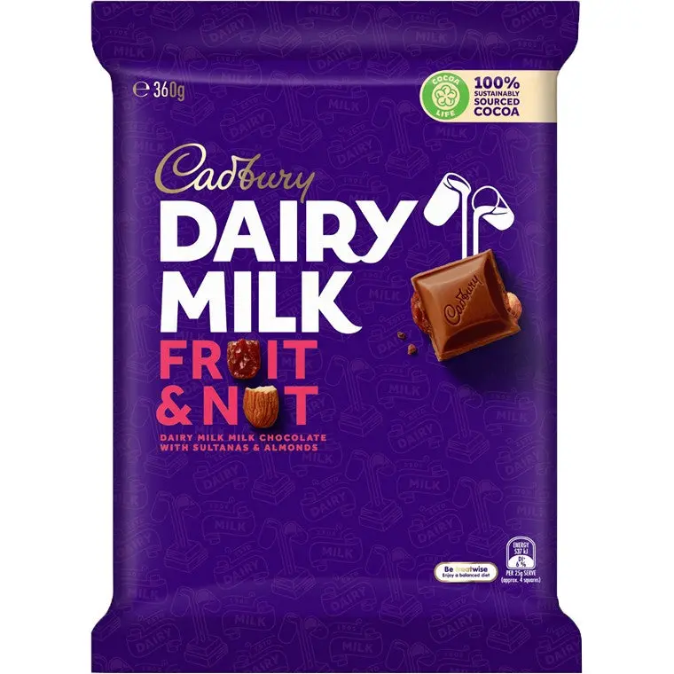Cadbury Dairy Milk Fruit & Nut Chocolate Block, 360G 1