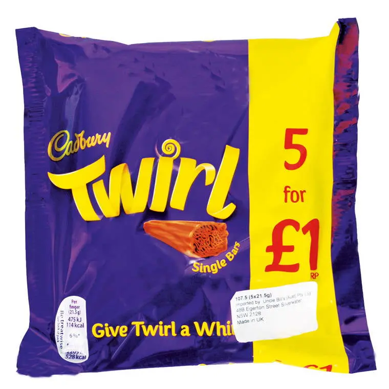 Cadbury Twirl Chocolate Bar Multipack – 5 Individually Wrapped Fingers 1