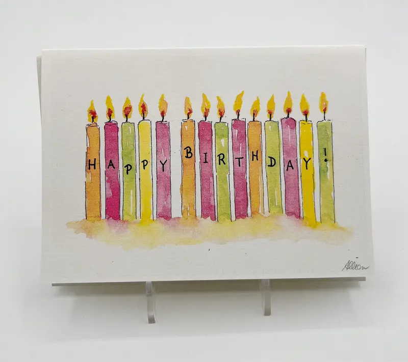 Candle-Inspired Handwritten-Style Birthday Card 1