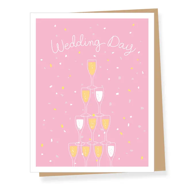 Champagne Tower Wedding Celebration Card 1