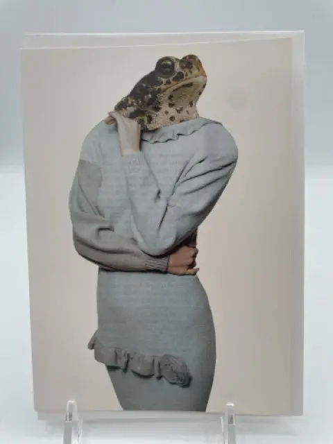 Charming Frog Dressed In A Blue Dress Holiday Card 1