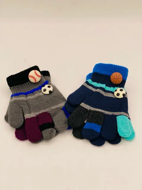 Children’S Sport-Themed Embellished Stretch Gloves 1