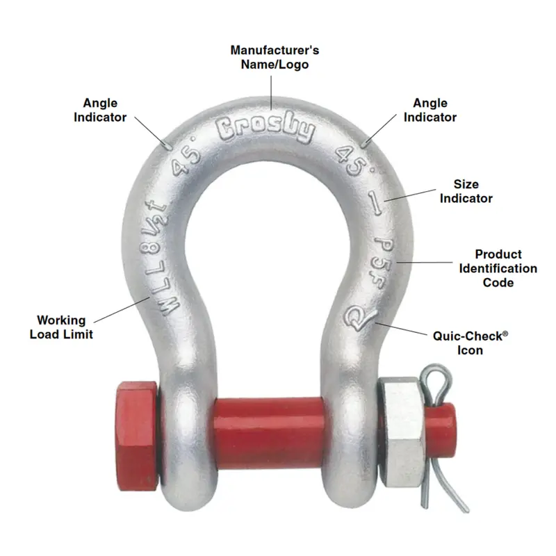 Crosby G-213 Round-Pin Anchor Shackle – 1-1/8″ Pin, 9.5-Ton Wll 1