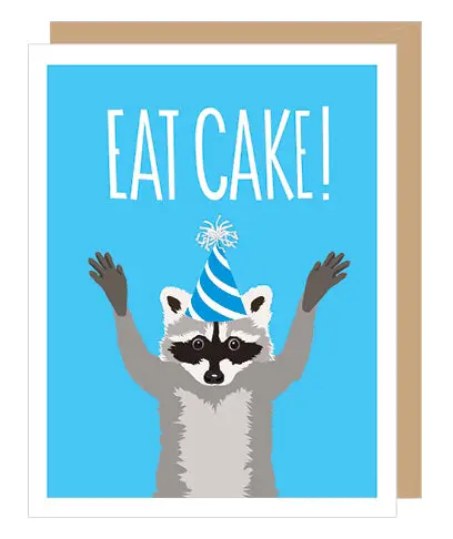 Cute Raccoon Character Birthday Greeting Card 1