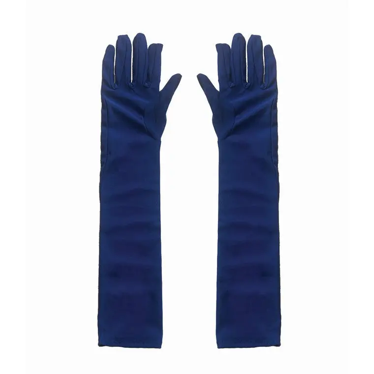 Elegant Blue Long Satin Gloves For Formal Or Themed Parties 1