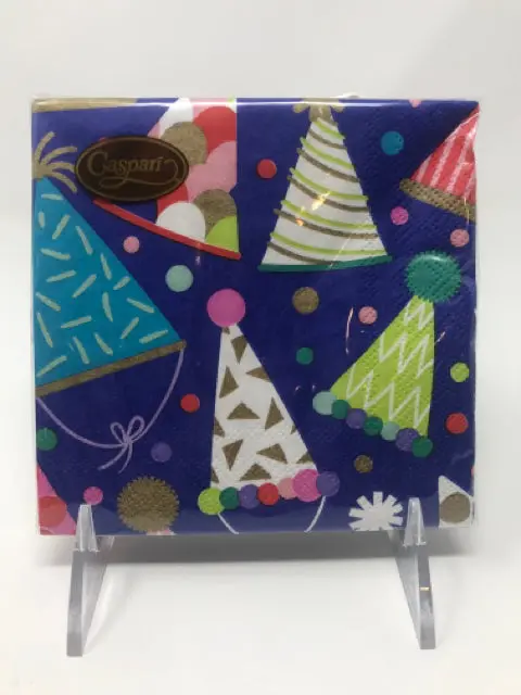 Festive Party Hat Patterned Cocktail Napkins – Celebration Table Linens 1