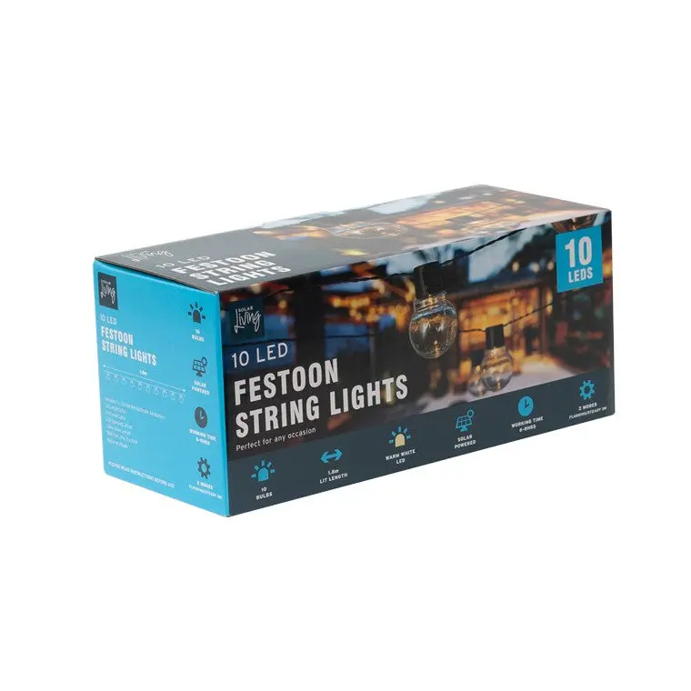 Festoon String Lights – 10-Bulb Vintage-Style Garland 1