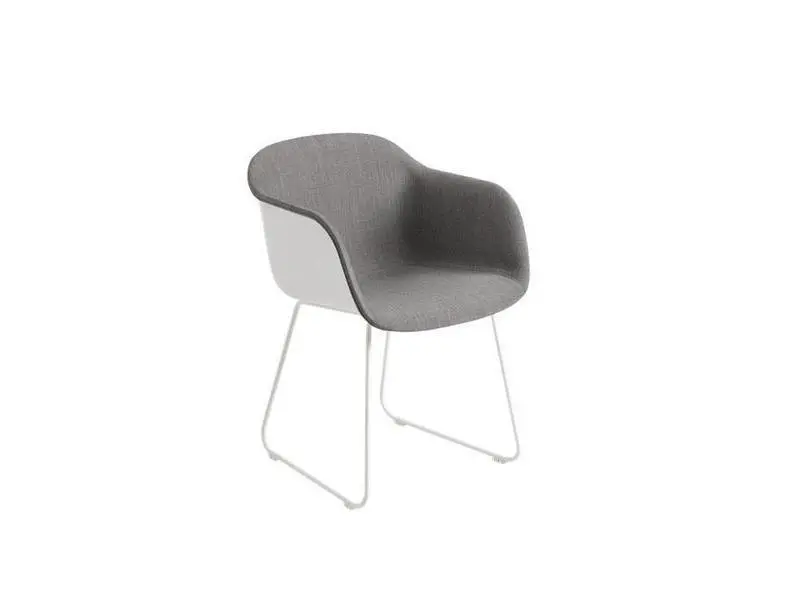 Fiber Armchair With Sled Base And Front Upholstered Panel 1