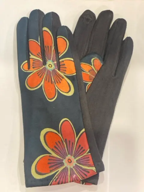 Floral Digital-Print Touchscreen-Compatible Gloves 1