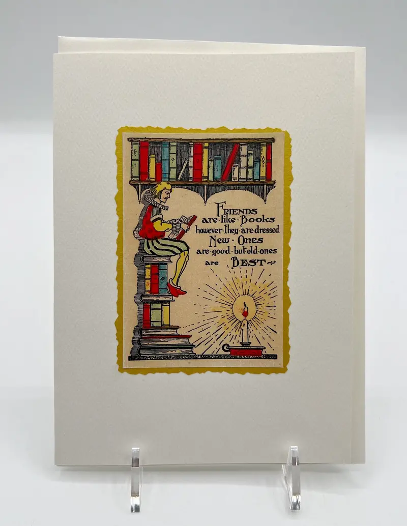 'Friends Are Like Books' Friendship Card – Illustrated Design 1