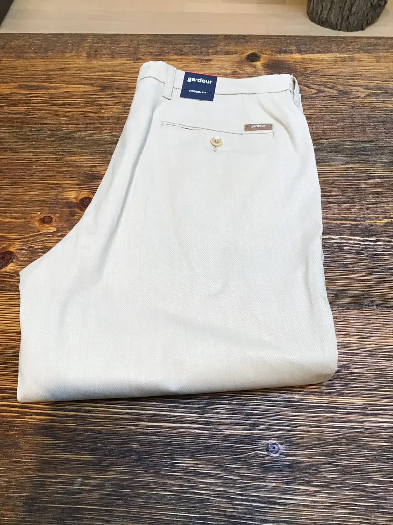 Gardeur Bono Plain Sand-Colored Linen Blend Summer Pant 1