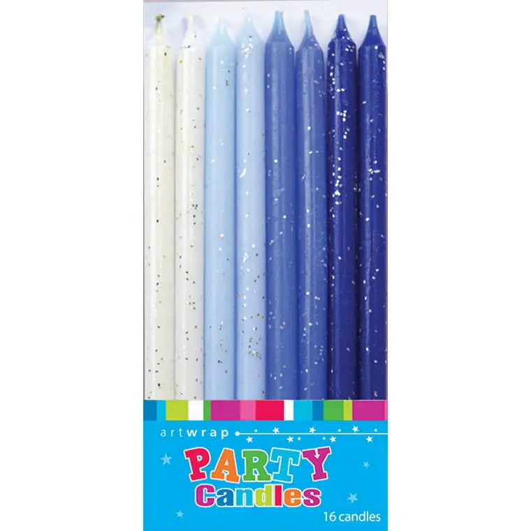 Glitter Blue Birthday Candles (16-Pack, 12Cm) 1