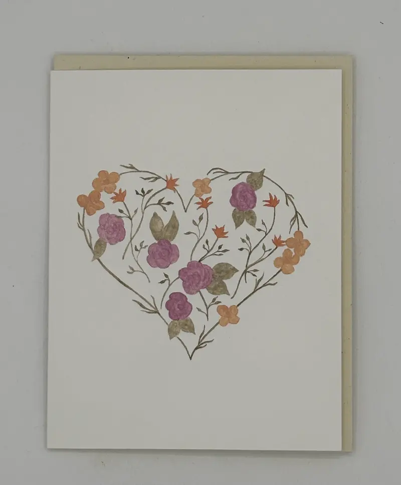 Hand-Drawn Floral Heart Card 1