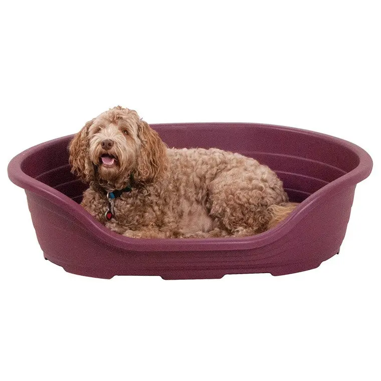 Heavy-Duty Plastic Dog Bed – Burgundy, Large Size, Easy-Clean Surface 1