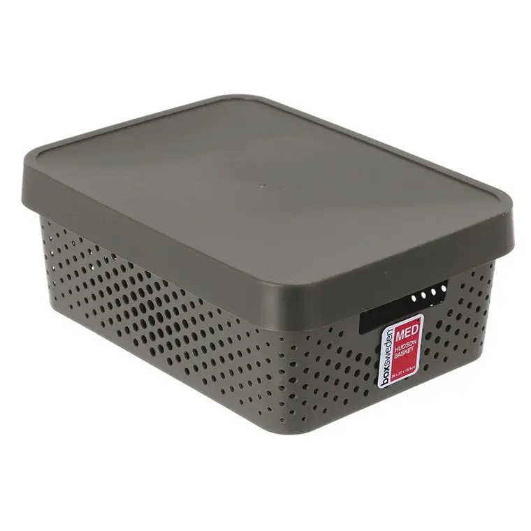 Hudson Lidded Storage Basket – Medium Size, Multi-Color Set 1