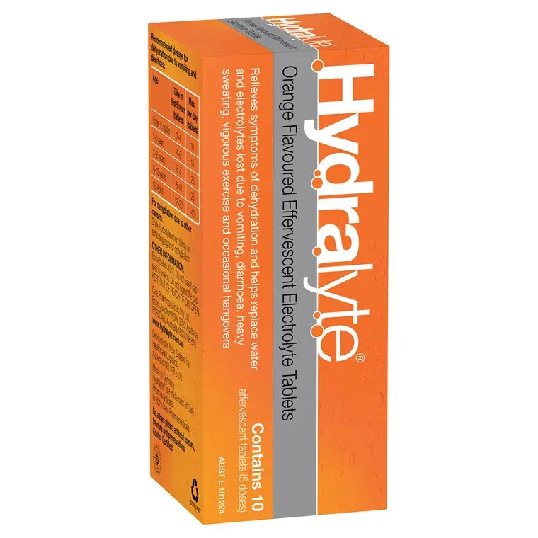 Hydralyte Orange Effervescent Electrolyte Tablets (10-Count) 1