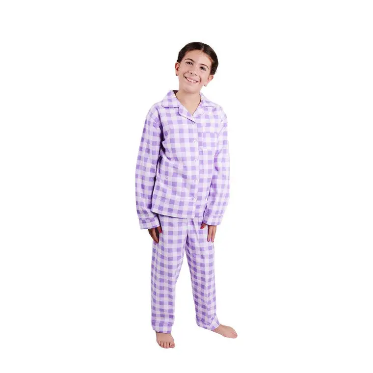 Lavender Gingham Flannel Pyjama Set – Size 10, Soft & Stylish Loungewear 1