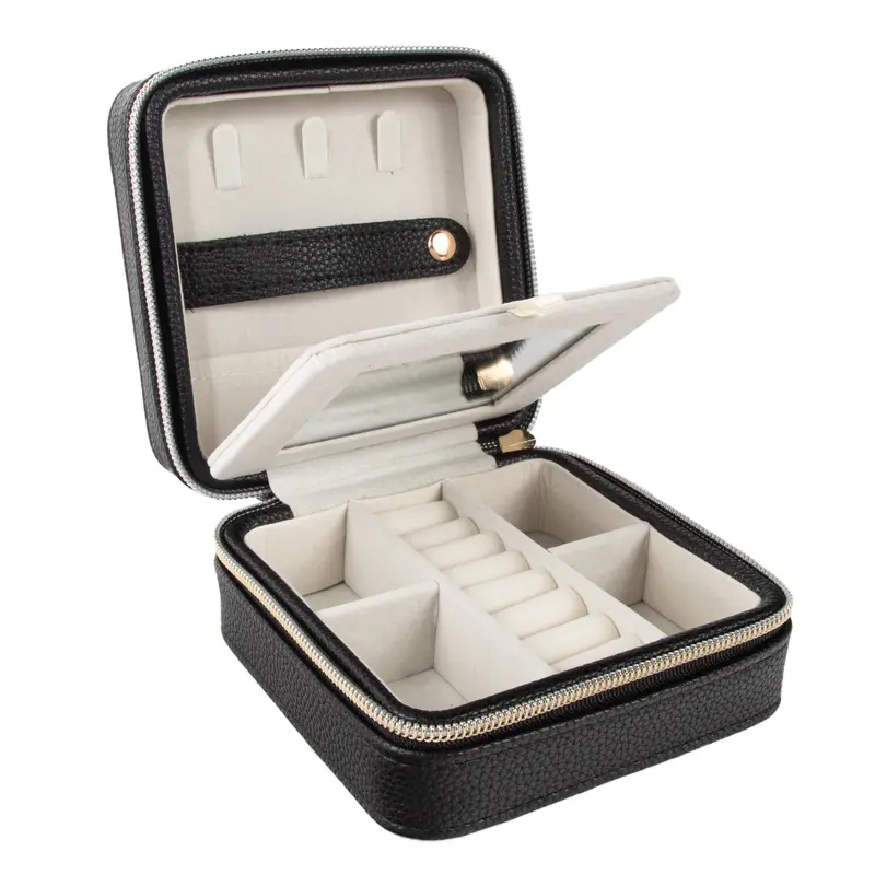 Leah Premium Travel Jewelry Case With Zippered Pockets 1