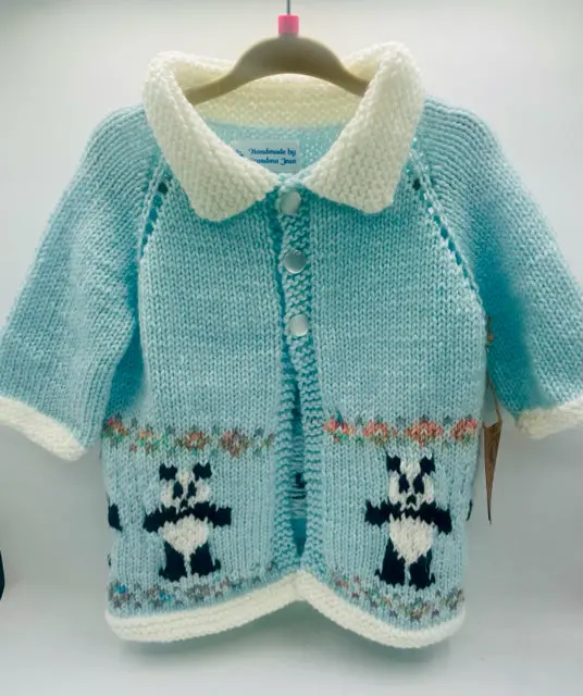 Light Blue Panda Pattern Knit Coat (12–18 Months) 1