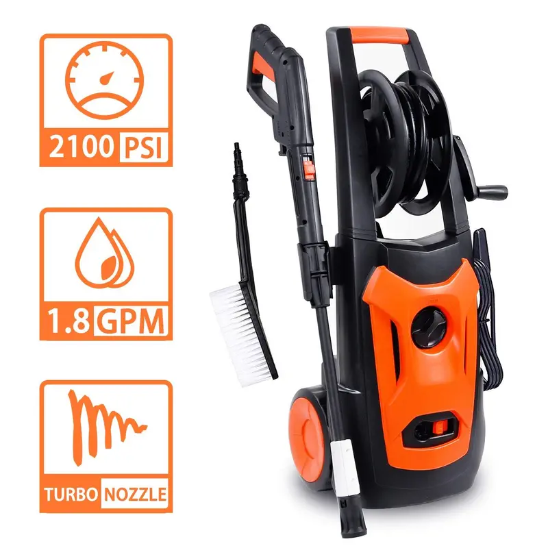 Linlux 2100 Psi Electric Pressure Washer – 1.8 Gpm, Adjustable Nozzle, Turbo Tip, Onboard Detergent Tank & Cleaning Brush 1