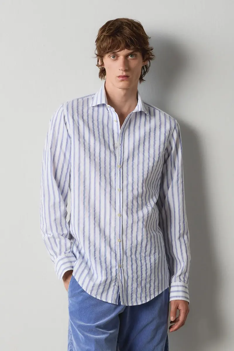 Massimo Alba Blue-Striped Cotton Shirt 1