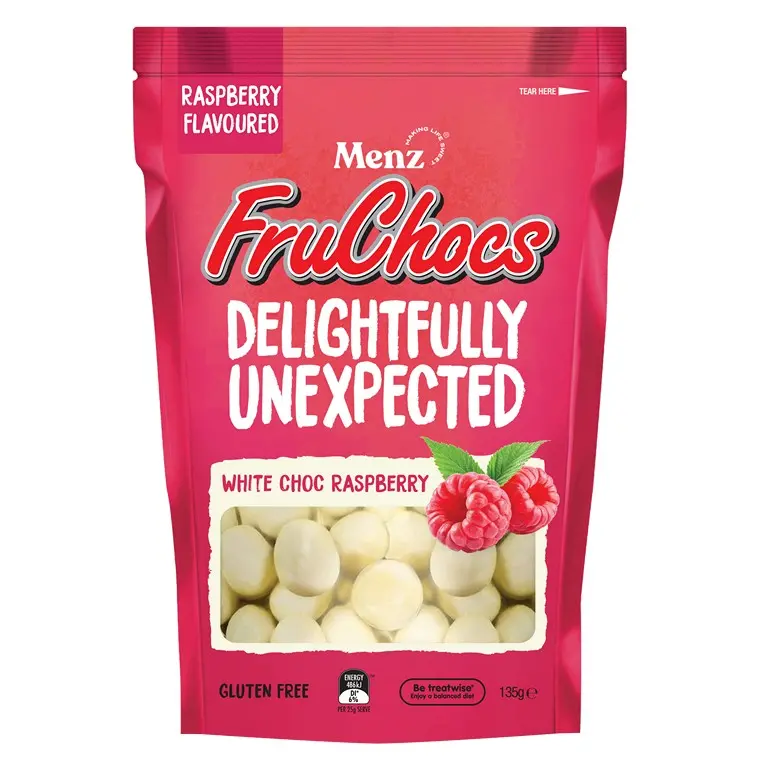 Menz Fruchocs White Chocolate Raspberry Candies – 135G 1