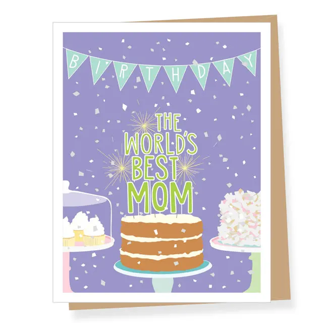 Mom’S Birthday Card Featuring Decorative Cake Art 1