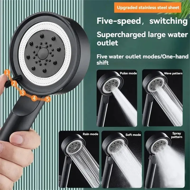 Multi-Setting Adjustable Shower Head (5 Spray Modes) 1
