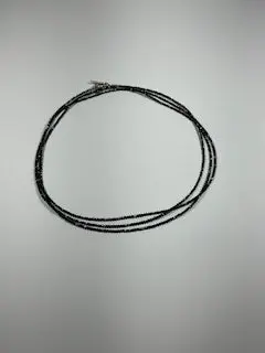 Mystic Black Spinel Beaded Necklace – Hill Tribe Silver Setting 1